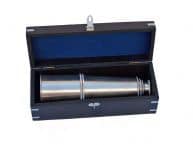Deluxe Class Brushed Nickel Admirals Spyglass Telescope 27 with Rosewood Box
