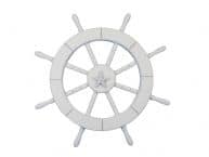 White Decorative Ship Wheel with Starfish 18
