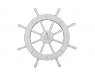 White Decorative Ship Wheel with Sailboat 18