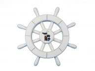 White Decorative Ship Wheel With Seagull 12