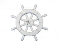 White Decorative Ship Wheel With Starfish 12