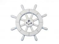 White Decorative Ship Wheel With Anchor 12