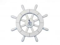 White Decorative Ship Wheel With Sailboat 12