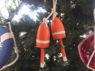 Wooden Orange Decorative Maine Lobster Trap Buoy Christmas Ornament 7 