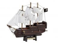 Wooden Ben Franklins Black Prince Model Pirate Ship with White Sails Christmas Ornament 7