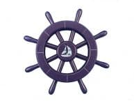 Dark Blue Decorative Ship Wheel With Sailboat 12