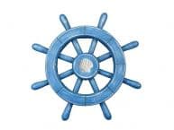 Rustic All Light Blue Decorative Ship Wheel With Seashell 12