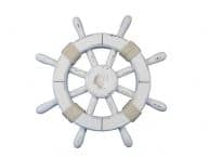 Rustic White Decorative Ship Wheel With Seashell 12
